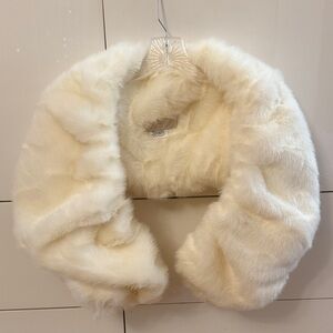 Donna Salyers Cream Faux Fur Shrug
